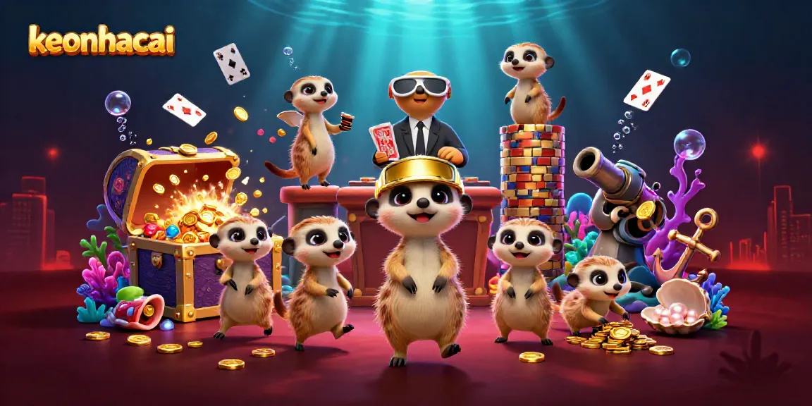 Engaging meerkats orchestrating a vibrant casino scene showcasing keonhacai with dynamic visuals and underwater elements.