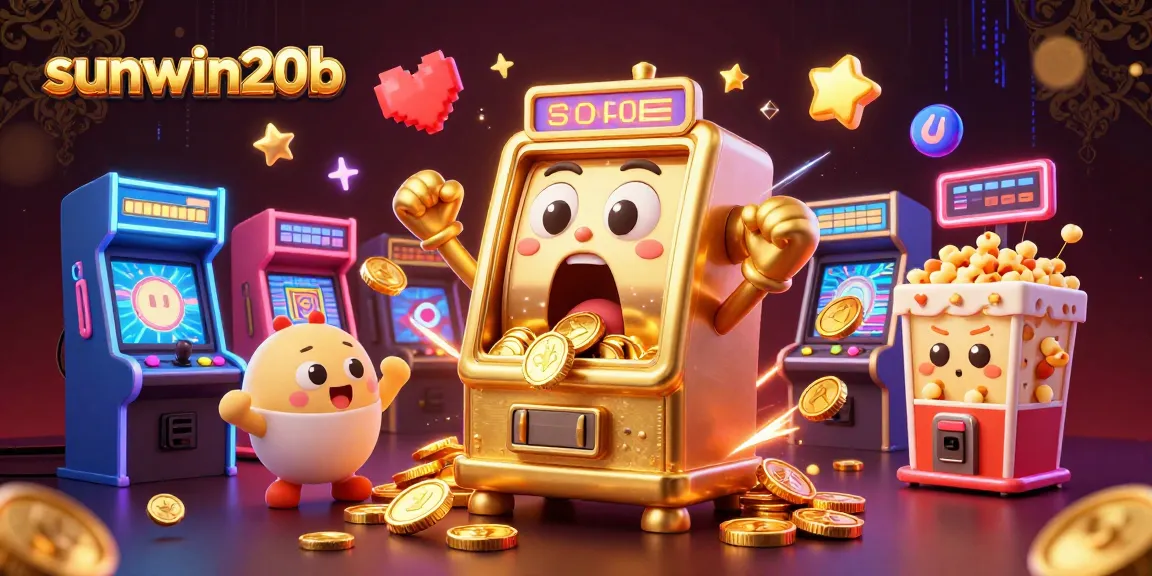 Experience intense gambling thrills as sunwin20b's vibrant slot machine hits a jackpot amidst cheers and excitement.