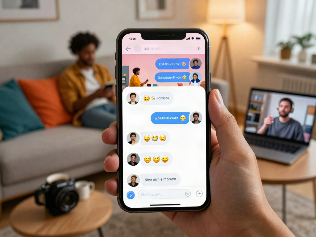 Explore ai porn chat through diverse users enjoying playful interactions in a modern digital chat setting.