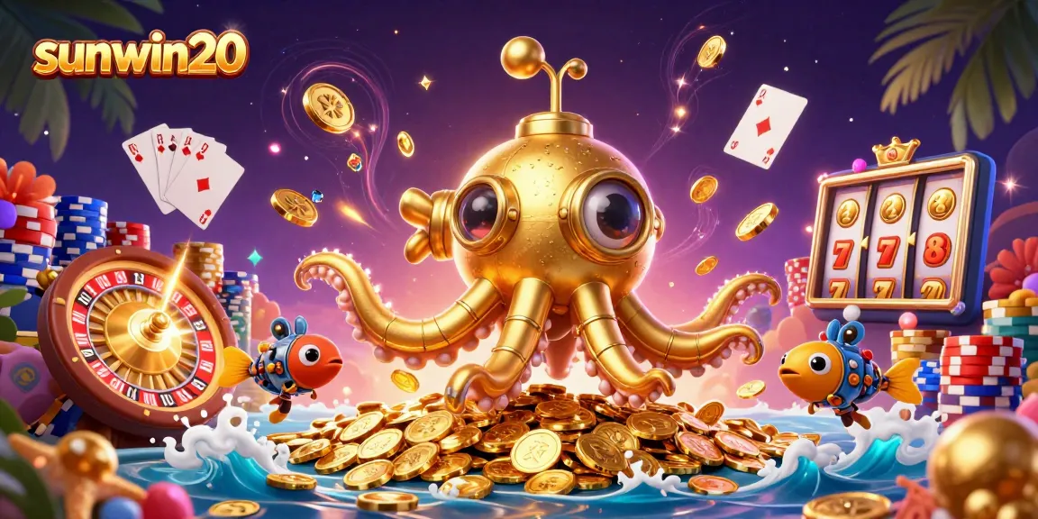 Experience thrilling gameplay at sunwin20, featuring a golden kraken and magical casino elements.